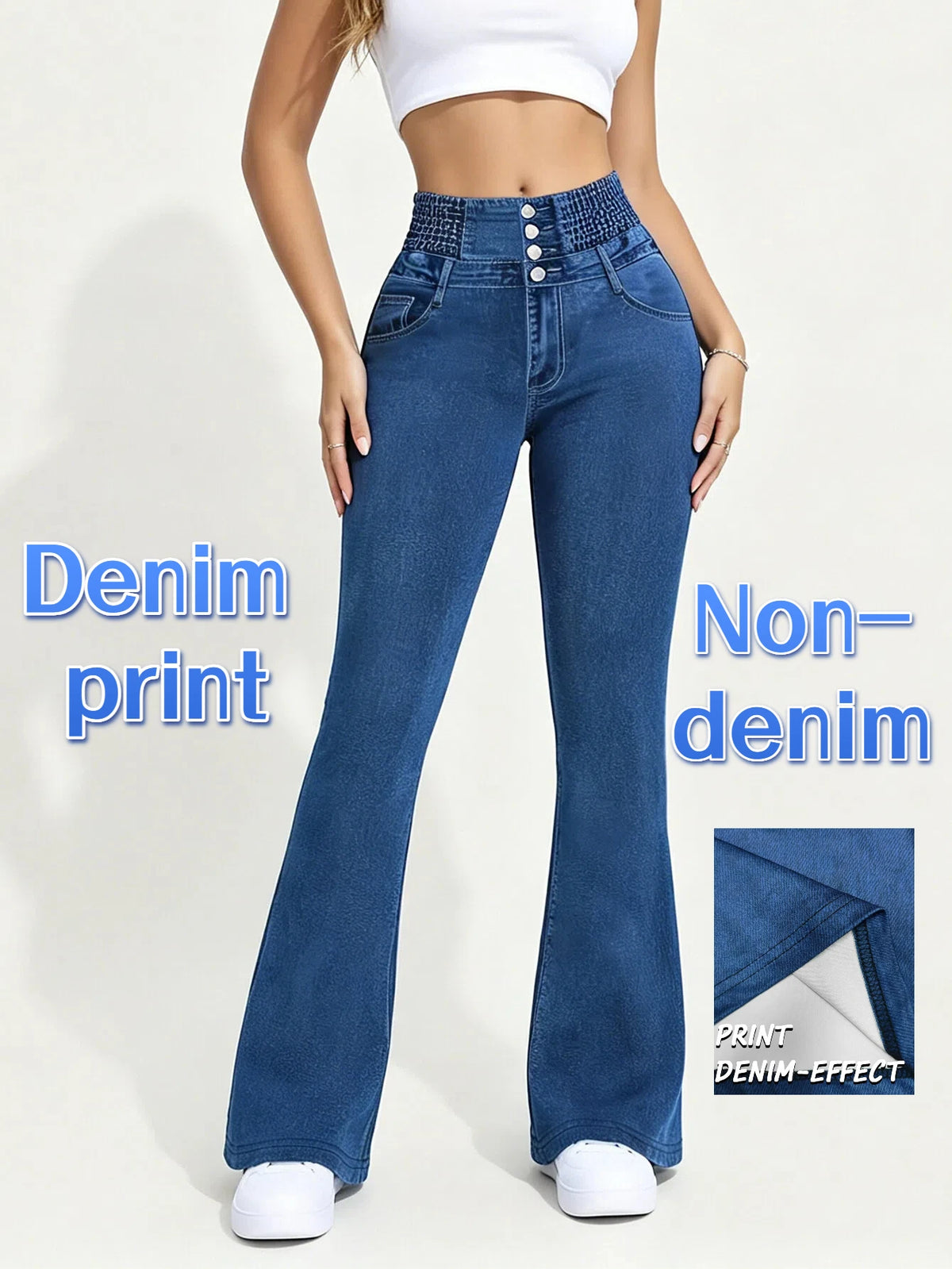 Calça Jeans Flare Cintura Alta Efeito Modelador Elástica