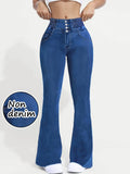 Calça Jeans Flare Cintura Alta Efeito Modelador Elástica