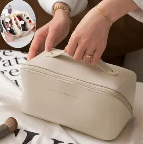 Necessaire Feminina Grande em Material Sintético – Bolsa de Maquiagem Portátil para Viagem