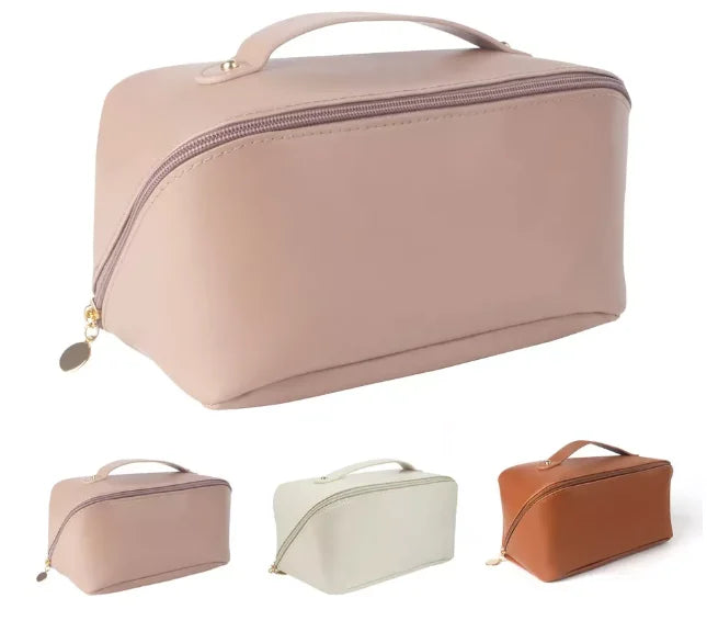 Necessaire Feminina Grande em Material Sintético – Bolsa de Maquiagem Portátil para Viagem