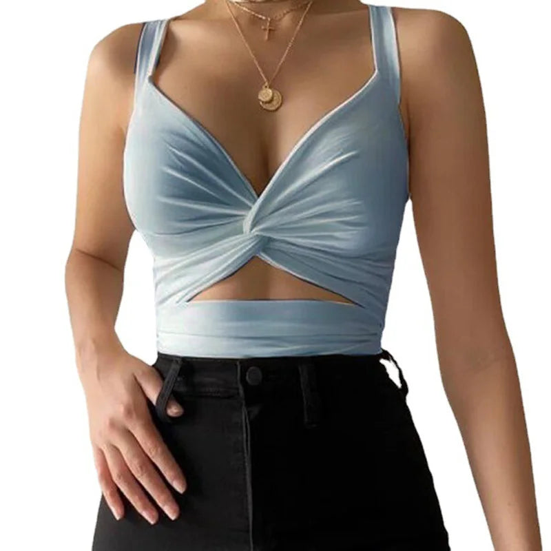 Top Cropped Tomara que Caia Sem Mangas Feminino Marrom