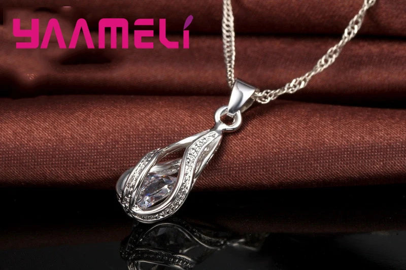 Conjunto Colar e Brincos de Argola com Zircônia Gota – 8 Cores