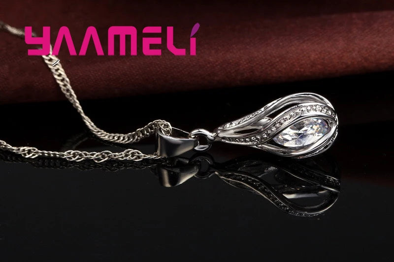 Conjunto Colar e Brincos de Argola com Zircônia Gota – 8 Cores