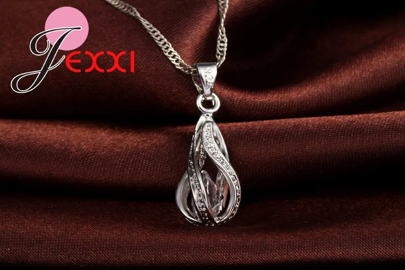 Conjunto Colar e Brincos de Argola com Zircônia Gota – 8 Cores