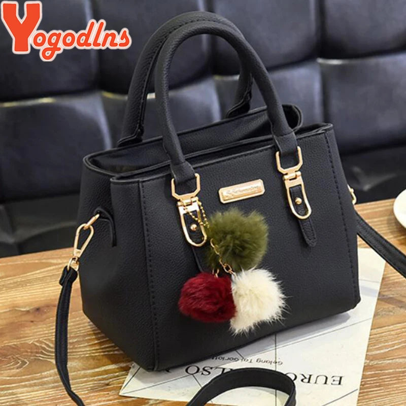 Bolsa Feminina Transversal com Pompom e Franja – Estilo Casual, Várias Cores
