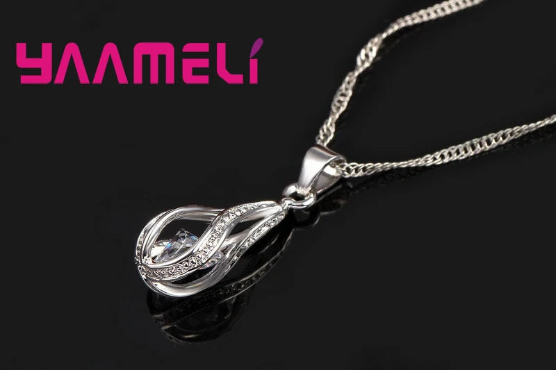 Conjunto Colar e Brincos de Argola com Zircônia Gota – 8 Cores