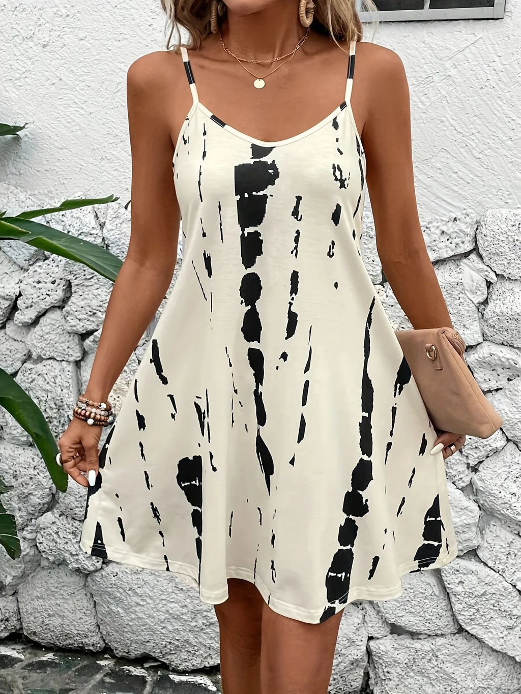 Vestido Feminino de Alças Estampado Tie-Dye Verão