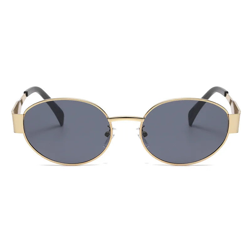 Óculos de Sol Feminino Oval com Armação Metálica, Estilo Urbano e Versátil (Grau até -4.0)