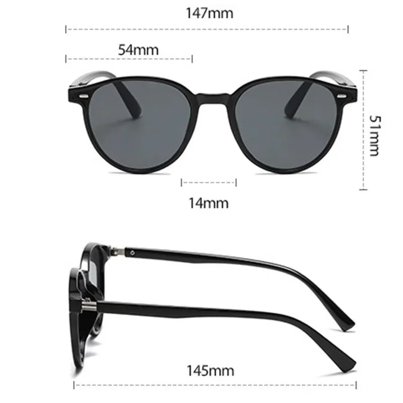 Óculos de Sol Redondo Feminino Vintage com Proteção UV400
