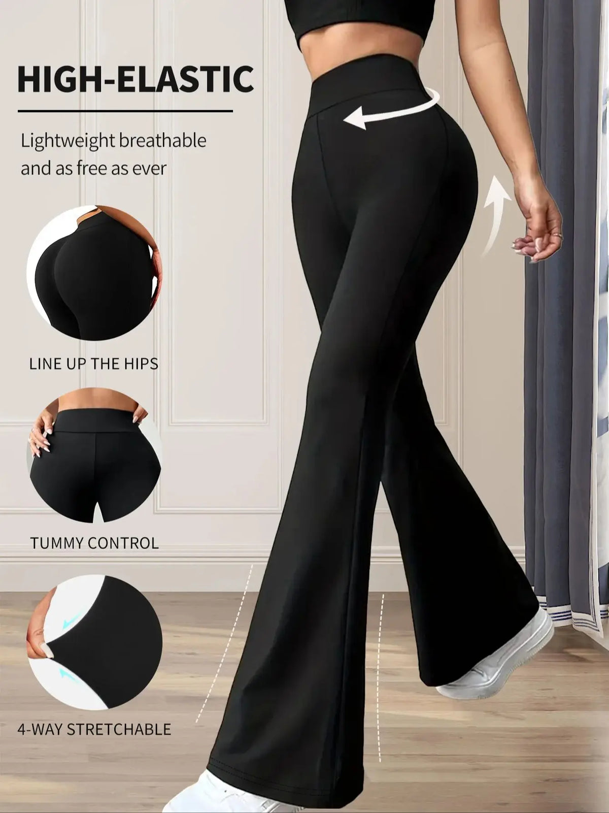 Calça Flare Feminina Cintura Alta Slim com Elastano
