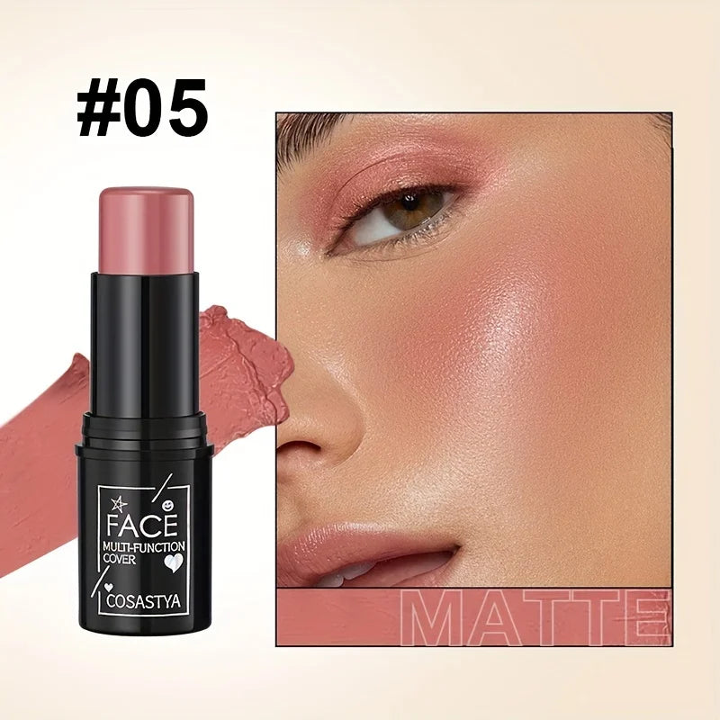 Bastão Multifuncional 3 em 1 para Maquiagem: Blush, Sombra e Iluminador à Prova d'Água