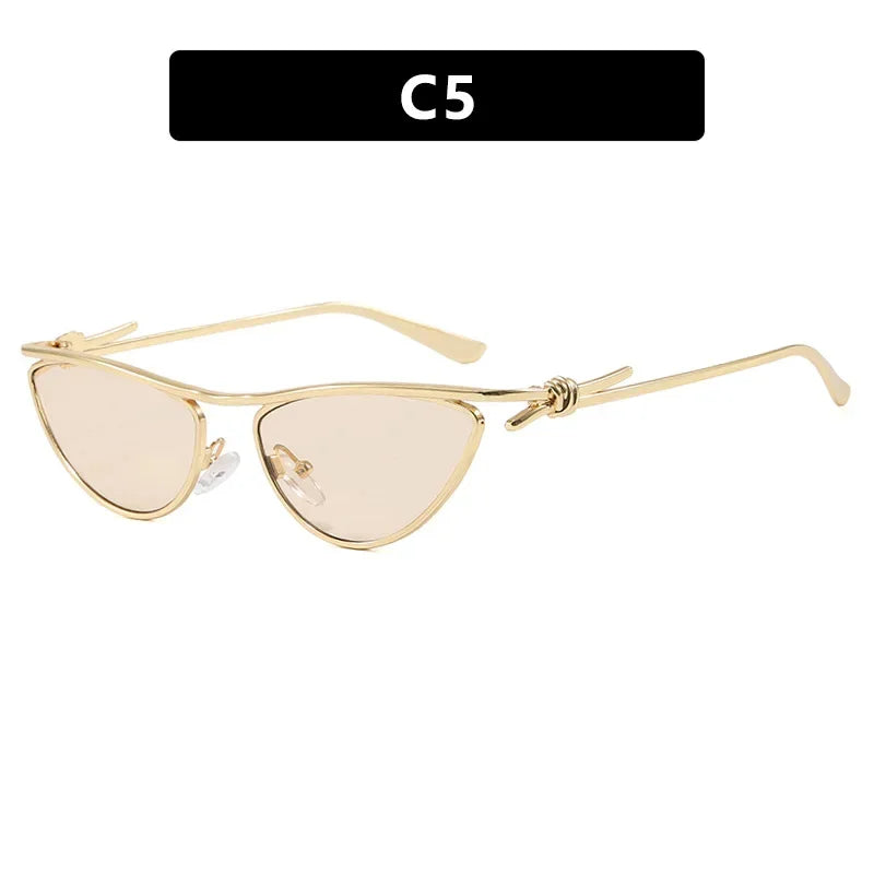 Óculos de Sol Gatinho Triangular Y2K Feminino, Design Punk com Armação Metálica