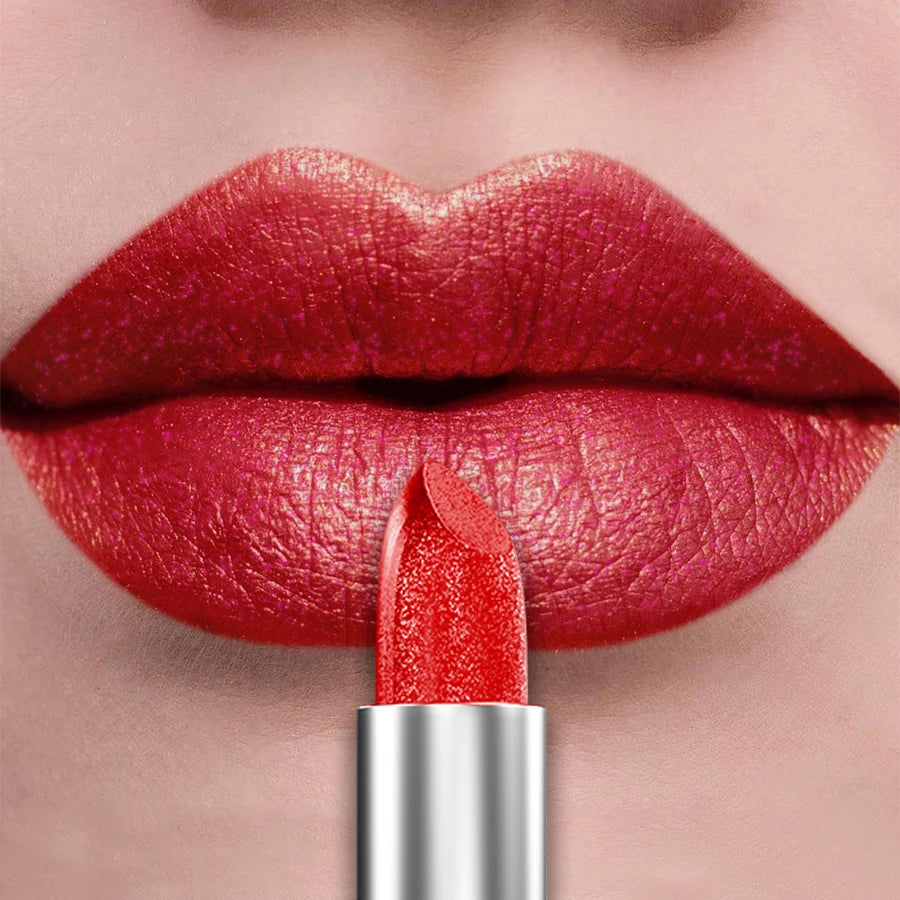 Batom Glitter Metálico Perolado – 21 Cores de Longa Duração