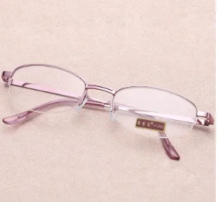 Óculos de Leitura Feminino Antifadiga, Lentes HD e Armação Metálica (+1.0 a +4.0)