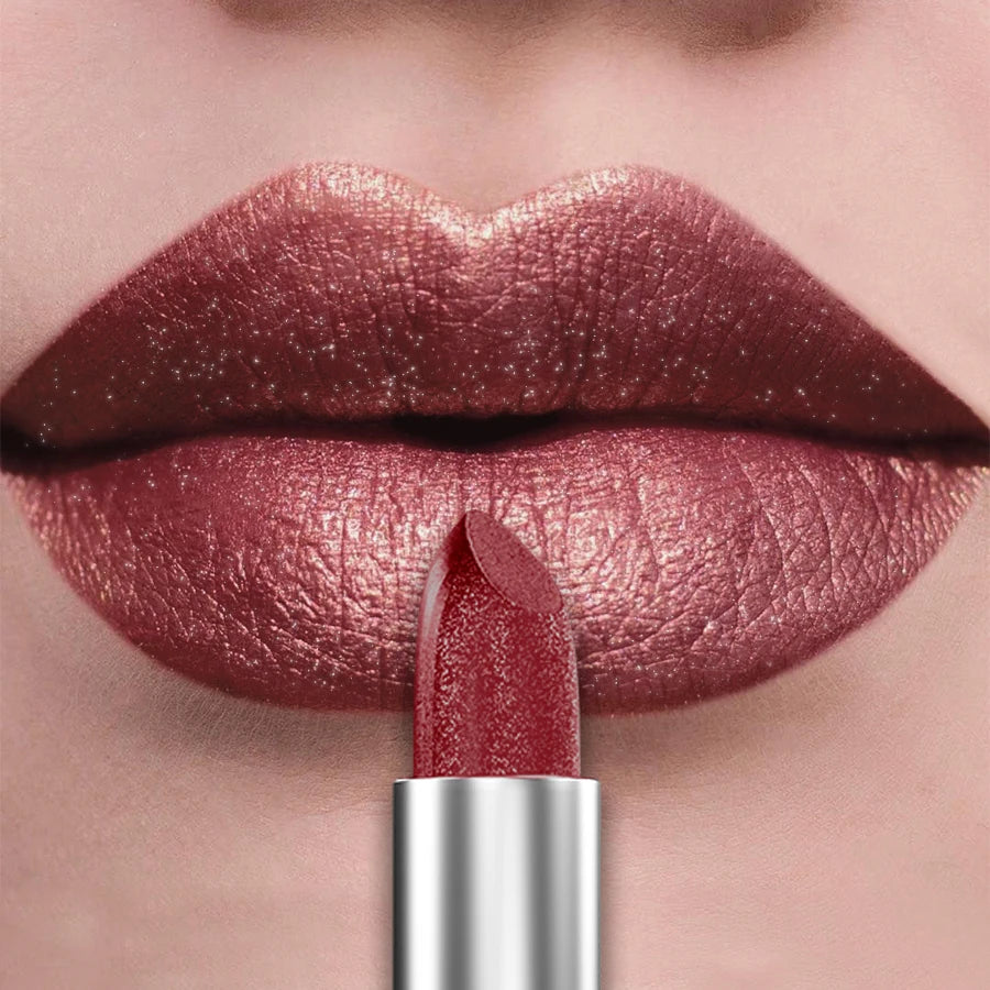 Batom Glitter Metálico Perolado – 21 Cores de Longa Duração