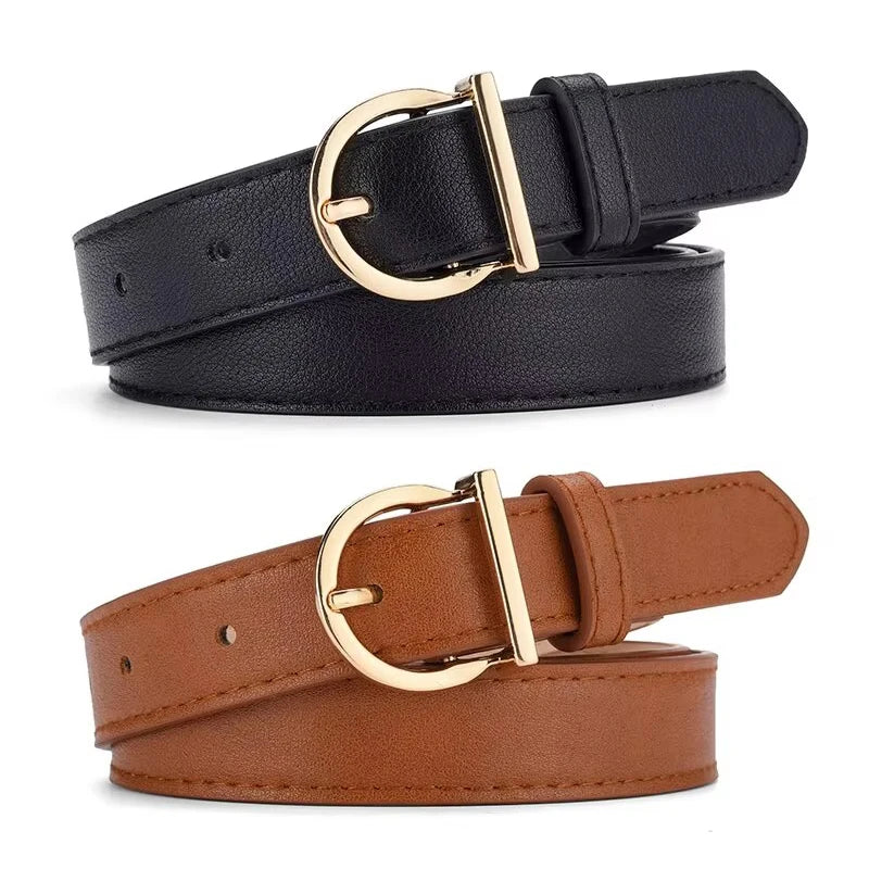 Cinto Feminino Fivela Dourada em Material Sintético – Elegante e Versátil, 105cm
