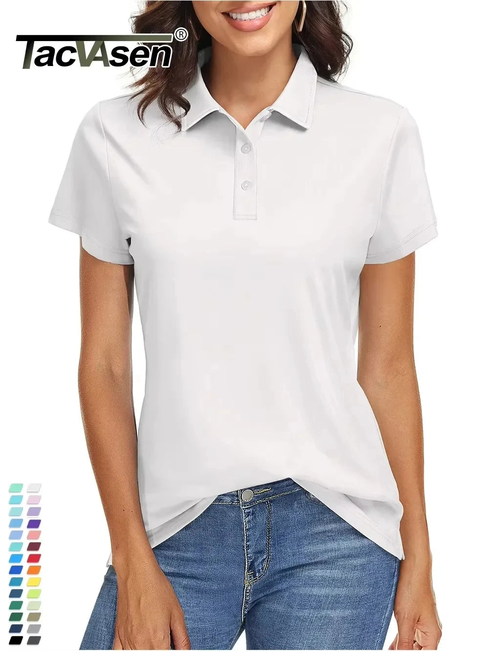 TACVASEN UPF 50+ Short Sleeve Golf Polos Shirts High Elastic Womens Sun Protection T-shirts Quick Dry Workout Tee Pullover Tops