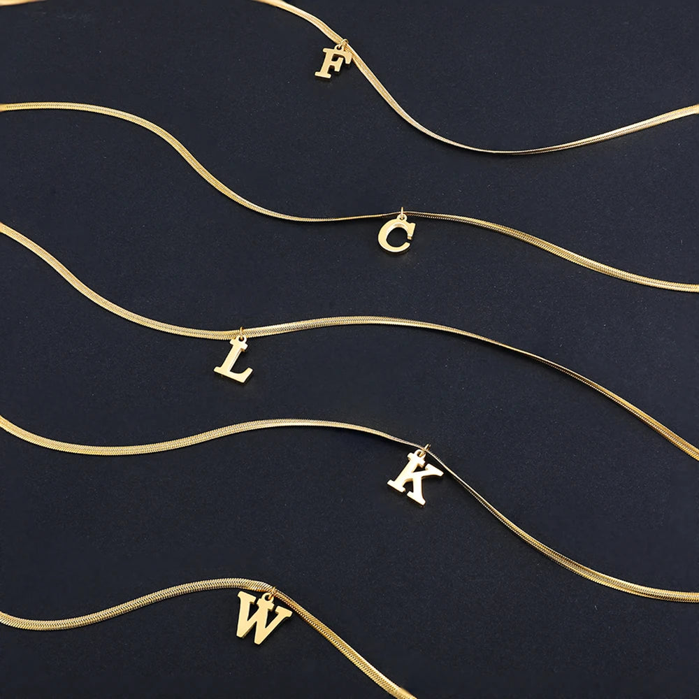 Colar Inicial Letra A-Z Banhado a Ouro