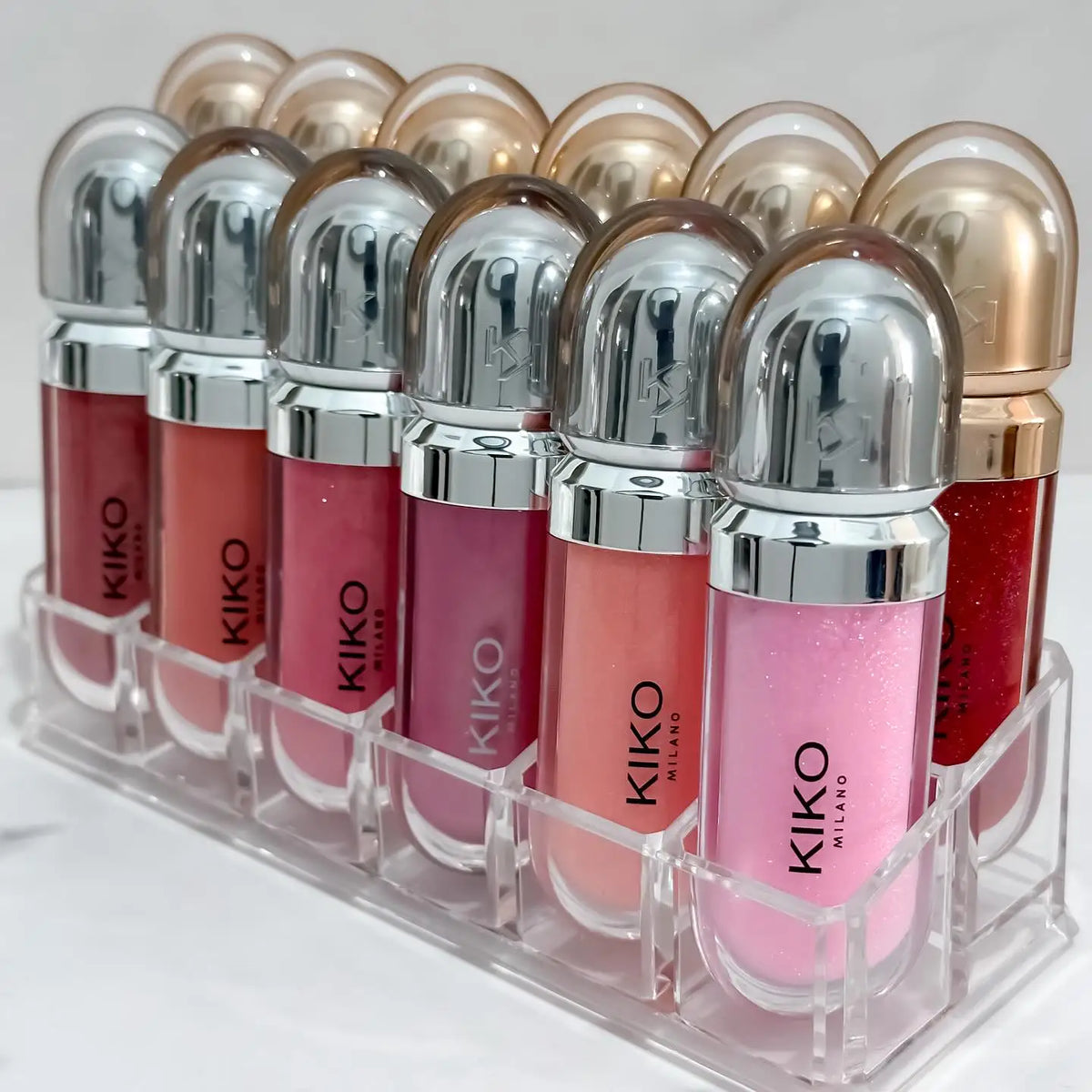 Original Kiko 3D Mirror Lip Glaze Waterproof Non Fading and Non Stick Cup Gentle Bean Paste Color Fine Shiny Point Charm Red