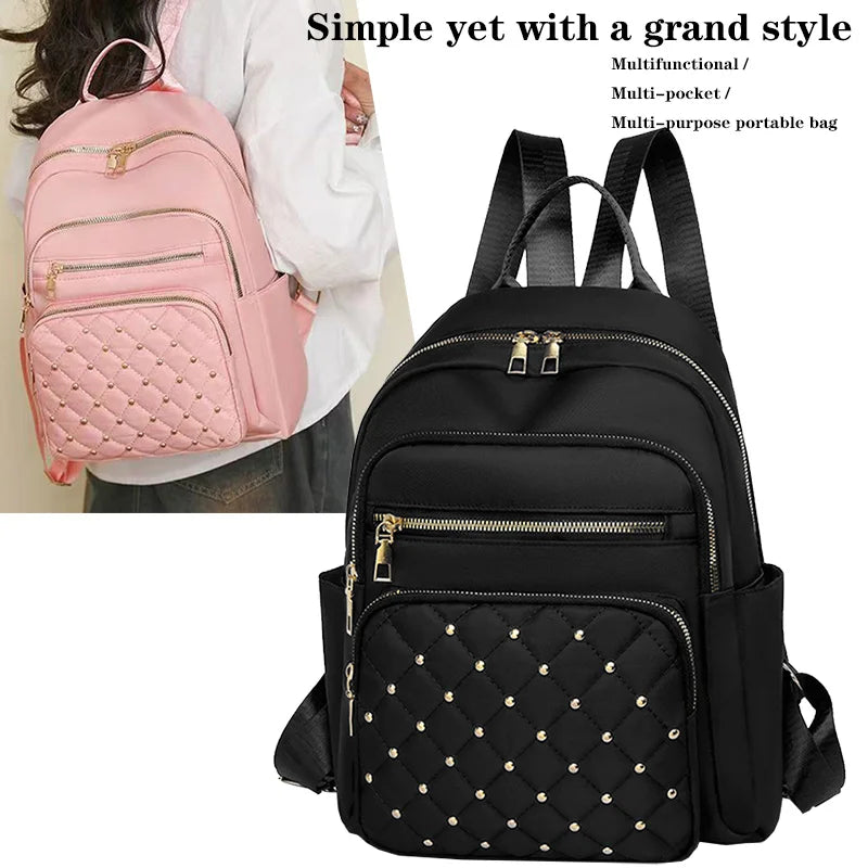 Mochila Feminina Pequena Casual com Bolsos Laterais – 4 Cores