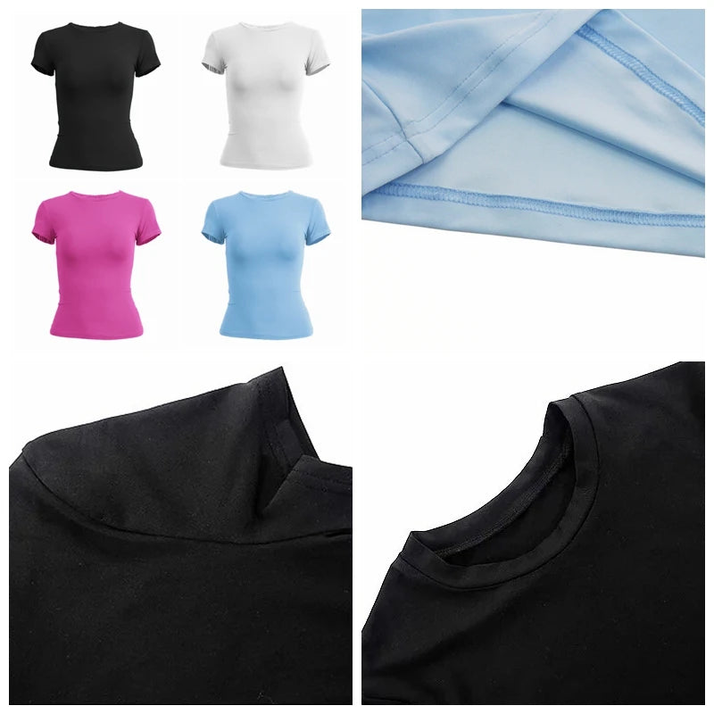 Camiseta Feminina Básica de Manga Curta Slim – Casual Moda Verão