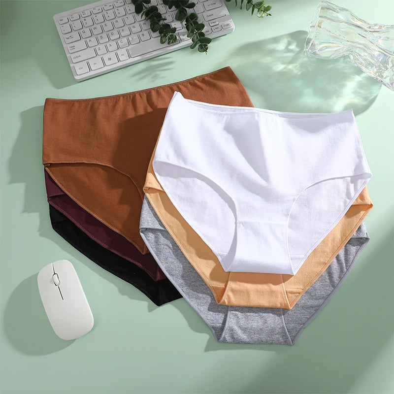 Kit 4 Calcinhas de Algodão Cintura Alta – Conforto Sem Costura, Respirável, P ao GG