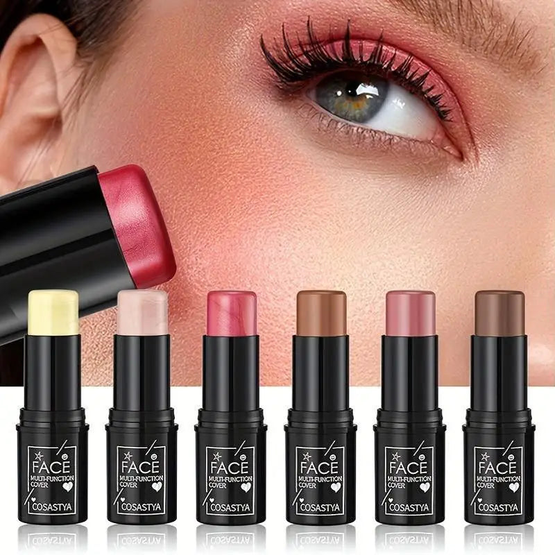 Bastão Multifuncional 3 em 1 para Maquiagem: Blush, Sombra e Iluminador à Prova d'Água