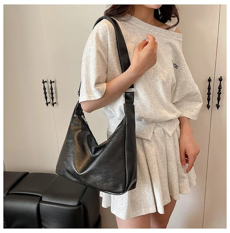 Bolsa Tote Vintage Casual Grande – Material Sintético Café