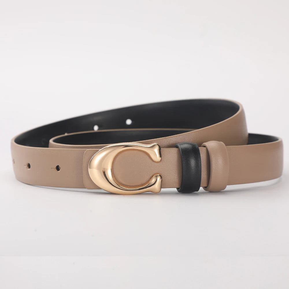 Cinto Feminino Fivela em C com Acabamento Liso