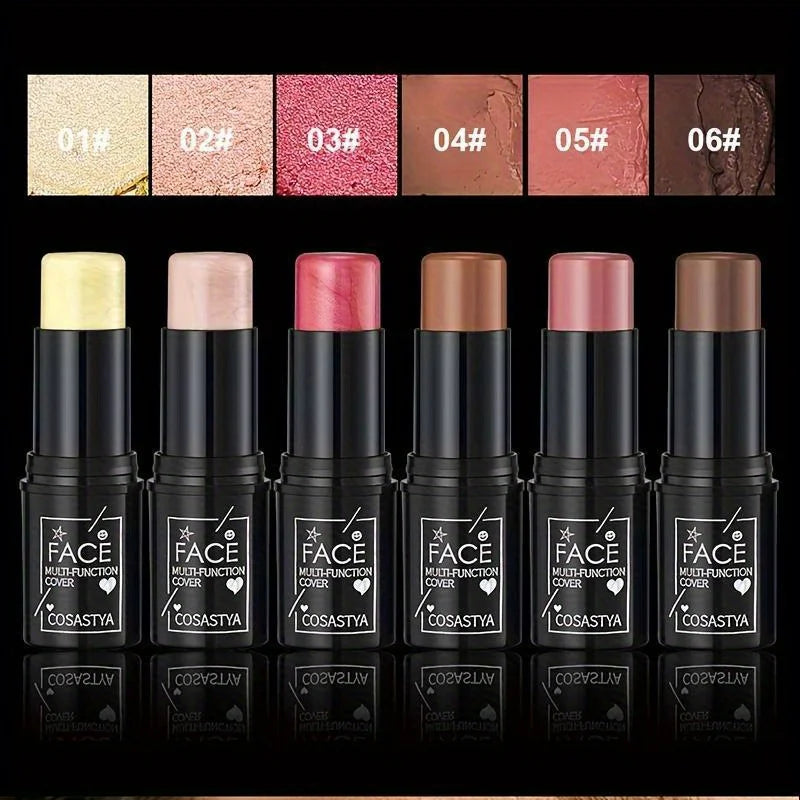 Bastão Multifuncional 3 em 1 para Maquiagem: Blush, Sombra e Iluminador à Prova d'Água