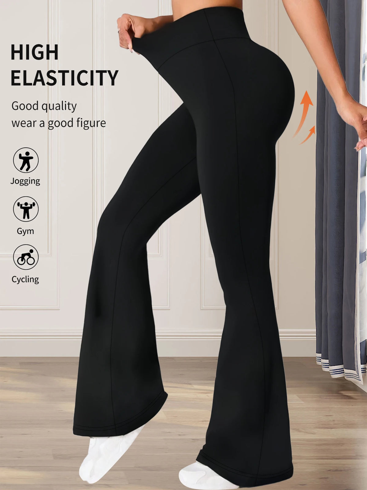 Calça Flare Feminina Cintura Alta Slim com Elastano