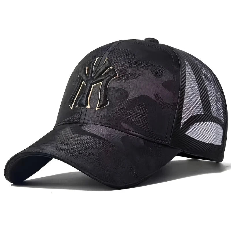 Boné Bordado com Letras Estilo Camuflado, Ajustável