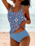 Women's Printed Boho Tankini Set High-Waist Two-Piece Swimsuit with Sexy Triangle Bottoms Stylish & Unique Summer Beach Swimwear