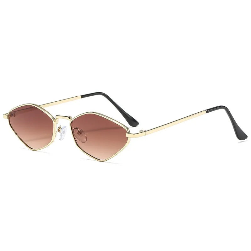 Óculos de Sol Gatinho Poligonal com Armação de Metal – UV400