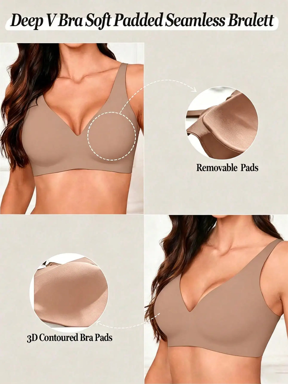 Sutiã Sem Costura com Bojo Removível Tipo Top – Confortável e Invisível sob a Roupa