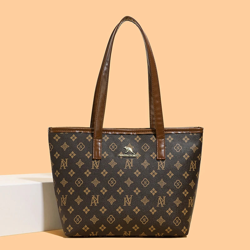 Bolsa Feminina Xadrez em Material Sintético, Grande Capacidade, Ideal para o Trabalho