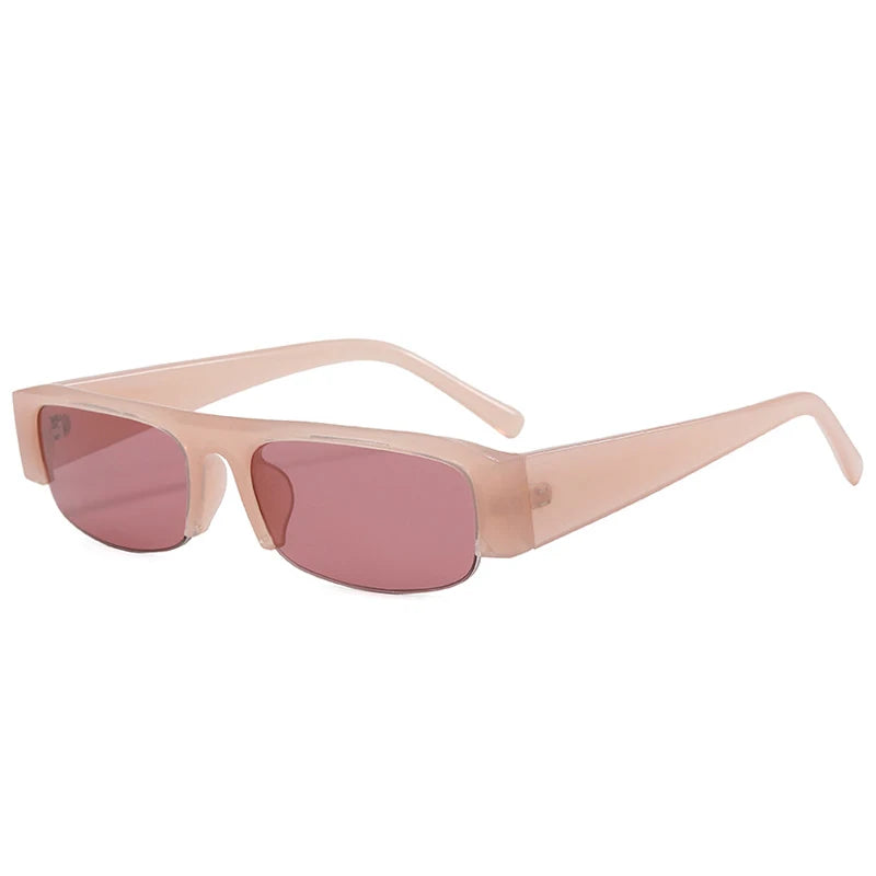 Óculos de Sol Retangular Pequeno Meia Armação Vintage – UV400