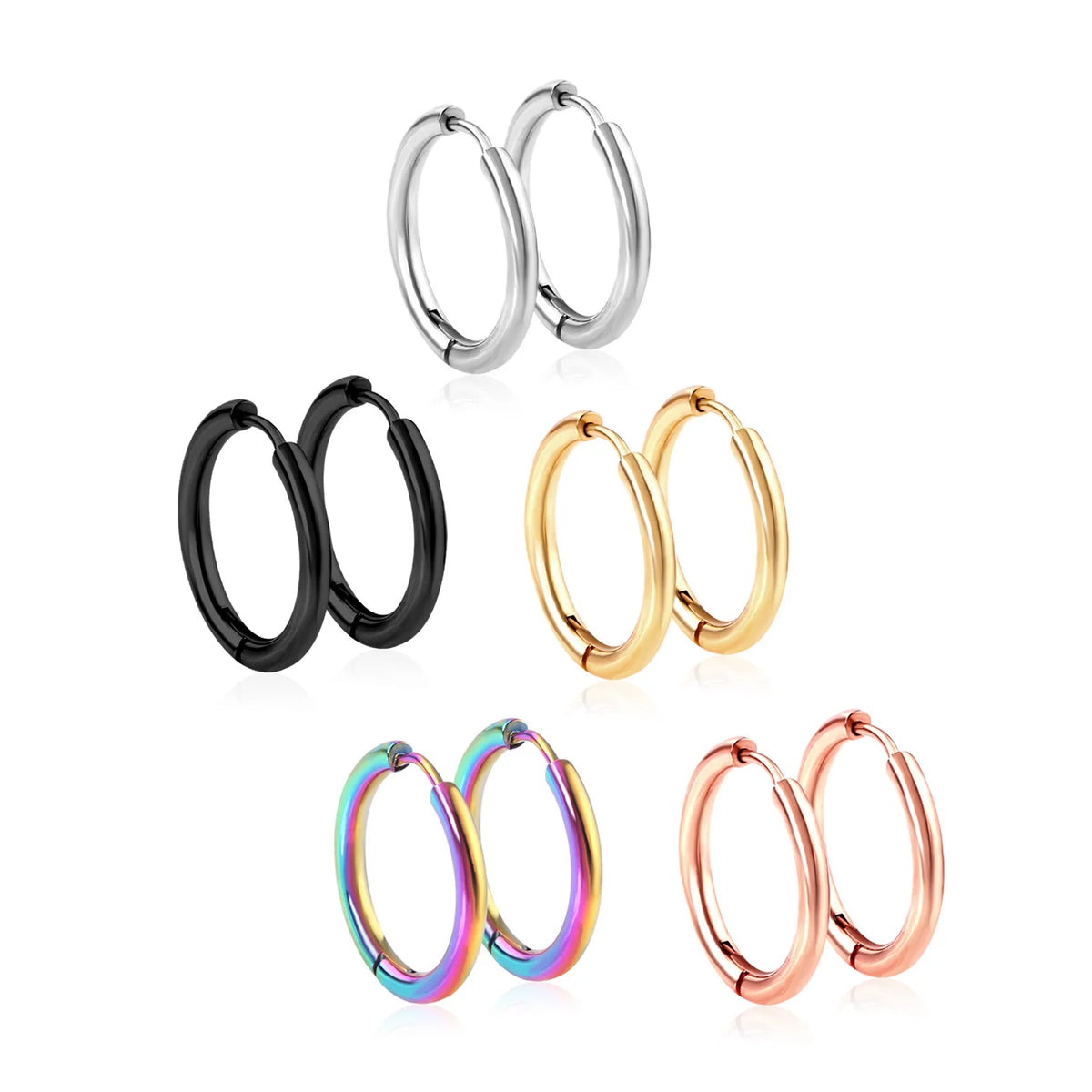 Brincos de Argola Oval Retangular em Aço Inoxidável – Antialérgicos, Dourado ou Prateado