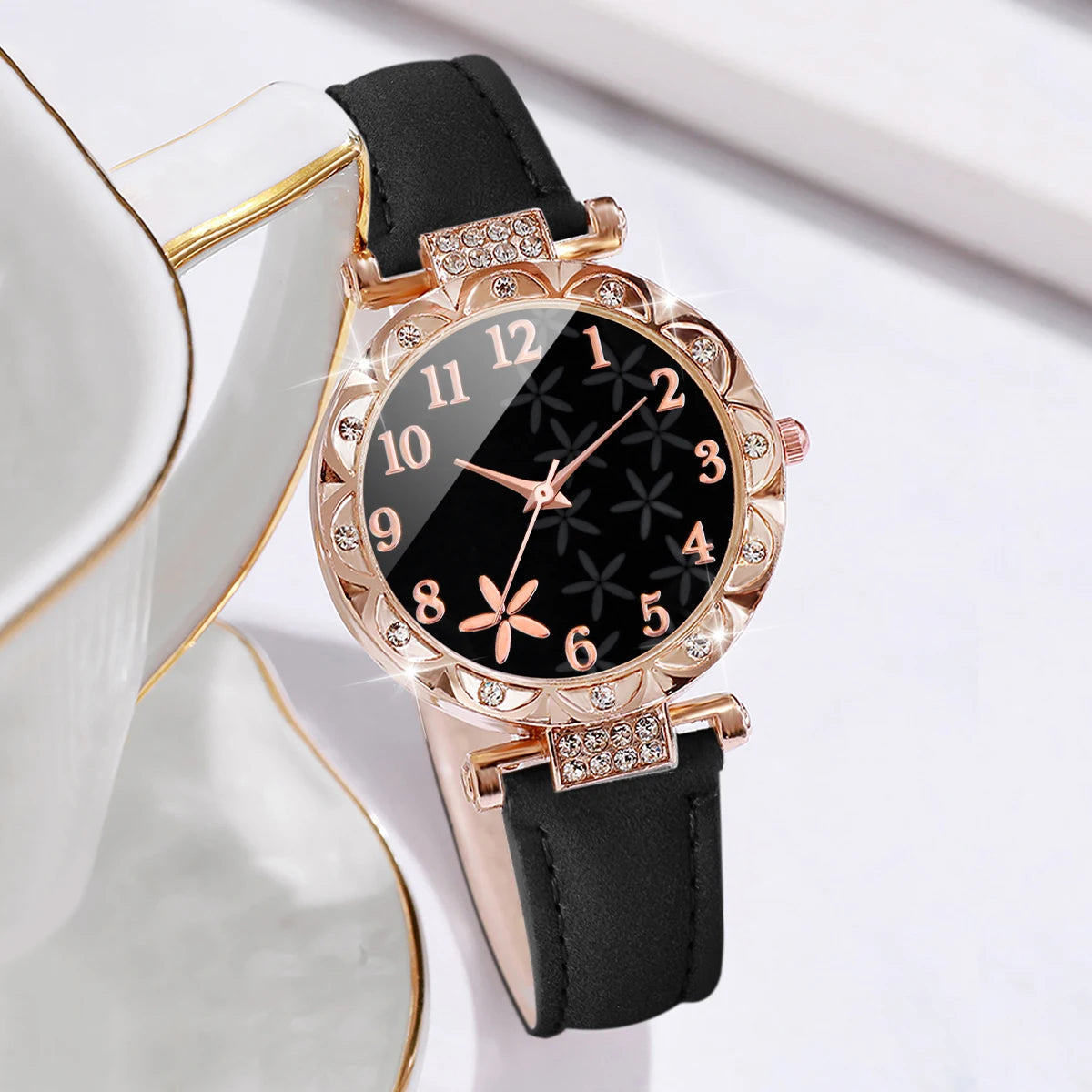 Conjunto Relógio Feminino com Pulseira Strass 2 Peças
