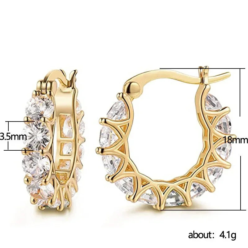 Brincos de Argola Dourados com Zircônias Coloridas – Aço Inoxidável