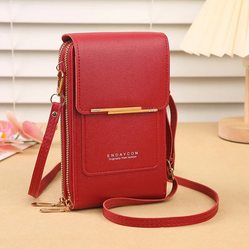 Bolsa Transversal Feminina Pequena Porta-Celular com Visor Touch e Porta-Cartões – 6 Cores