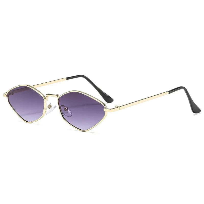 Óculos de Sol Gatinho Poligonal com Armação de Metal – UV400