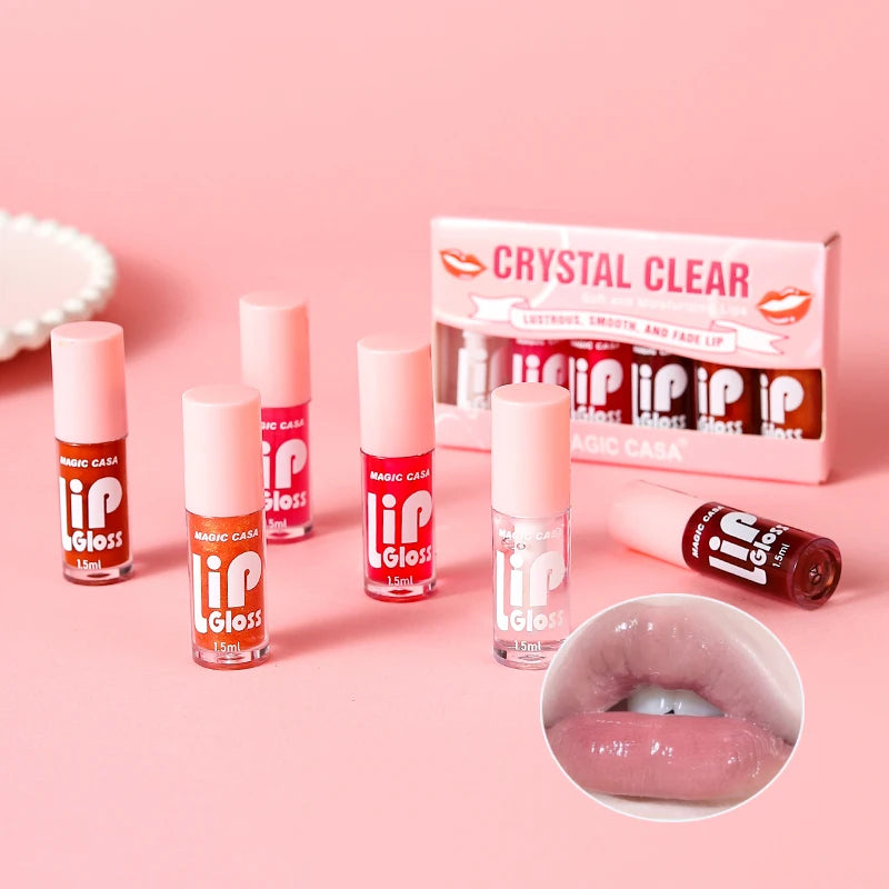 Kit 6 Óleos Labiais Gelatinosos Efeito Brilho Molhado – Hidratante