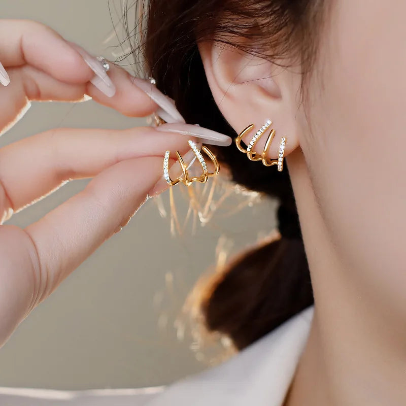 Brincos Argolas Múltiplas Douradas – Estilo Coreano