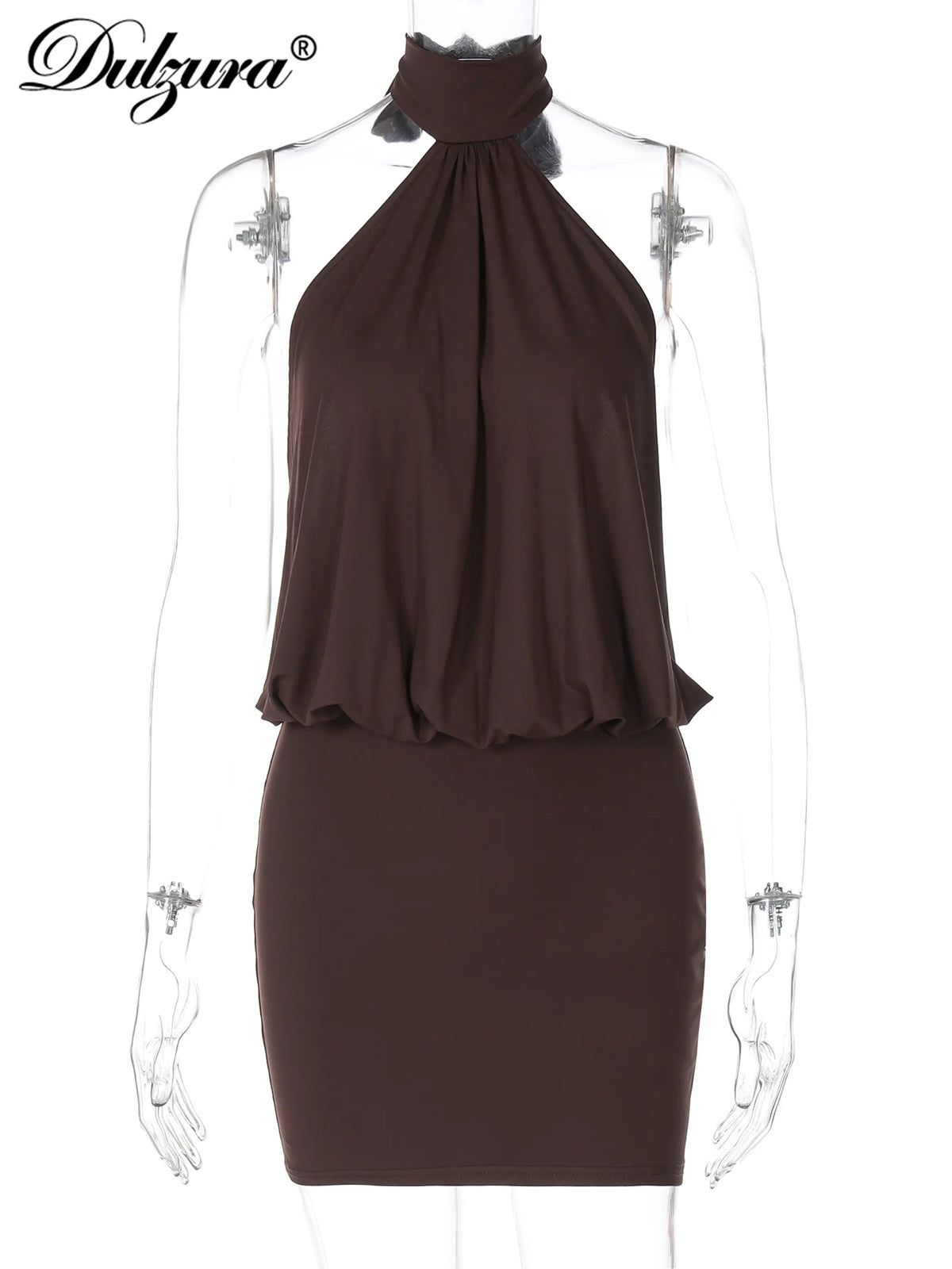Vestido Curto Sexy Frente única Costas Nuas Amarração