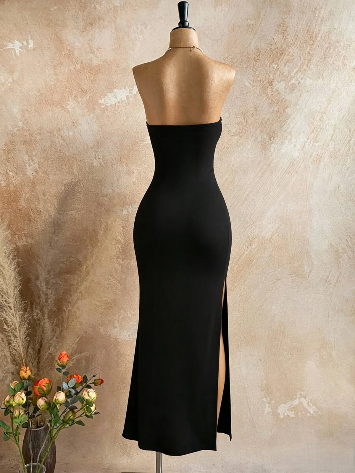 Vestido Longo Tomara que Caia Preto Fenda Lateral Festa