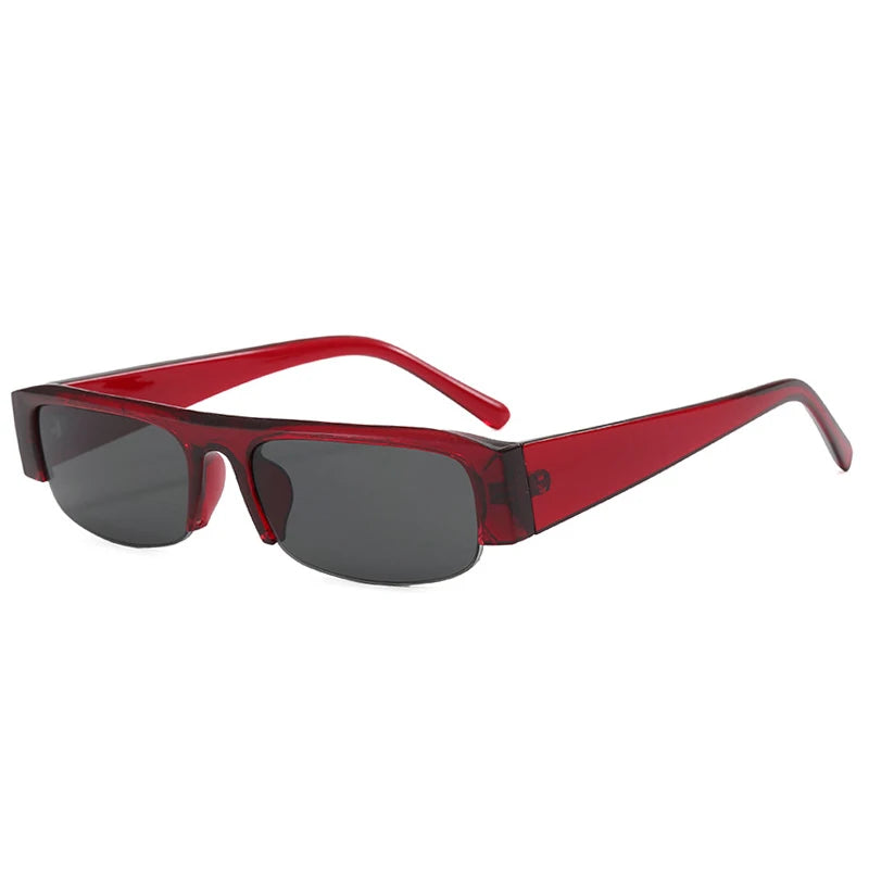 Óculos de Sol Retangular Pequeno Meia Armação Vintage – UV400