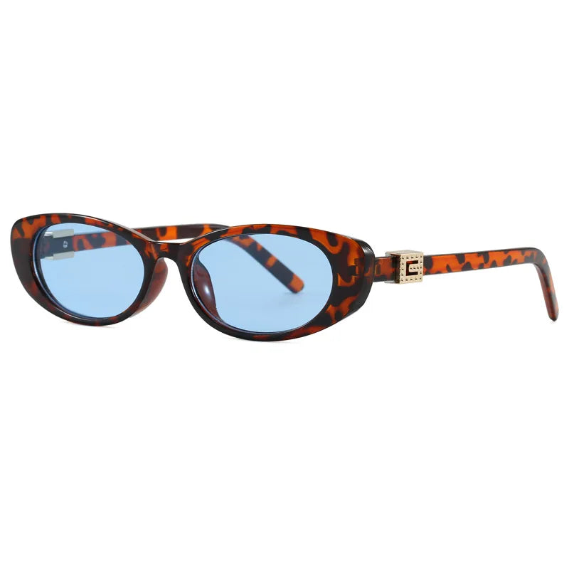 Óculos de Sol Oval com Rebites Estilo Vintage – UV400