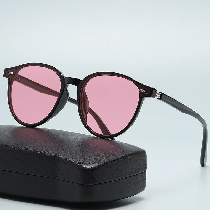 Óculos de Sol Redondo Feminino Vintage com Proteção UV400