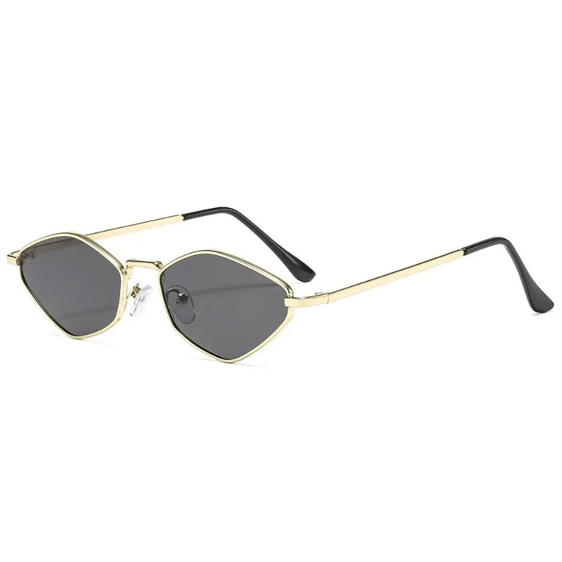 Óculos de Sol Gatinho Poligonal com Armação de Metal – UV400